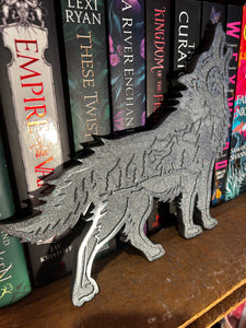 Wolf Resin Bookshelf Buddy, SILVER GLITTER