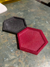 Load image into Gallery viewer, Hexi Resin glitter Coaster PAIR
