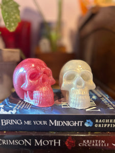 Glitter Skull Bookshelf Buddy, PINK
