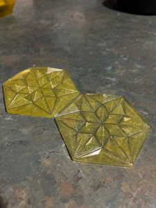 Diamond Petit Resin Coaster pair, GLITTER LEMON