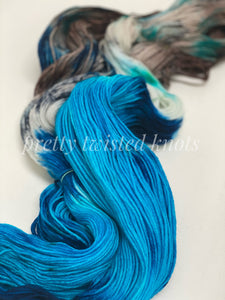 “Blue Winged Kookaburra”, CUSTOM dyed to order, 4ply/200g skein